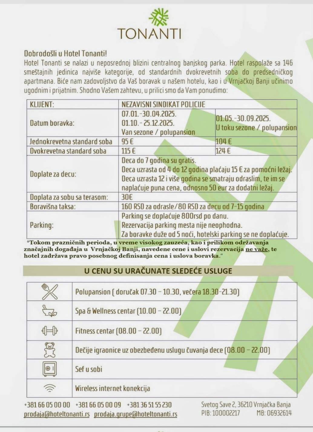 Тонанти , попуст 30 % за чланове